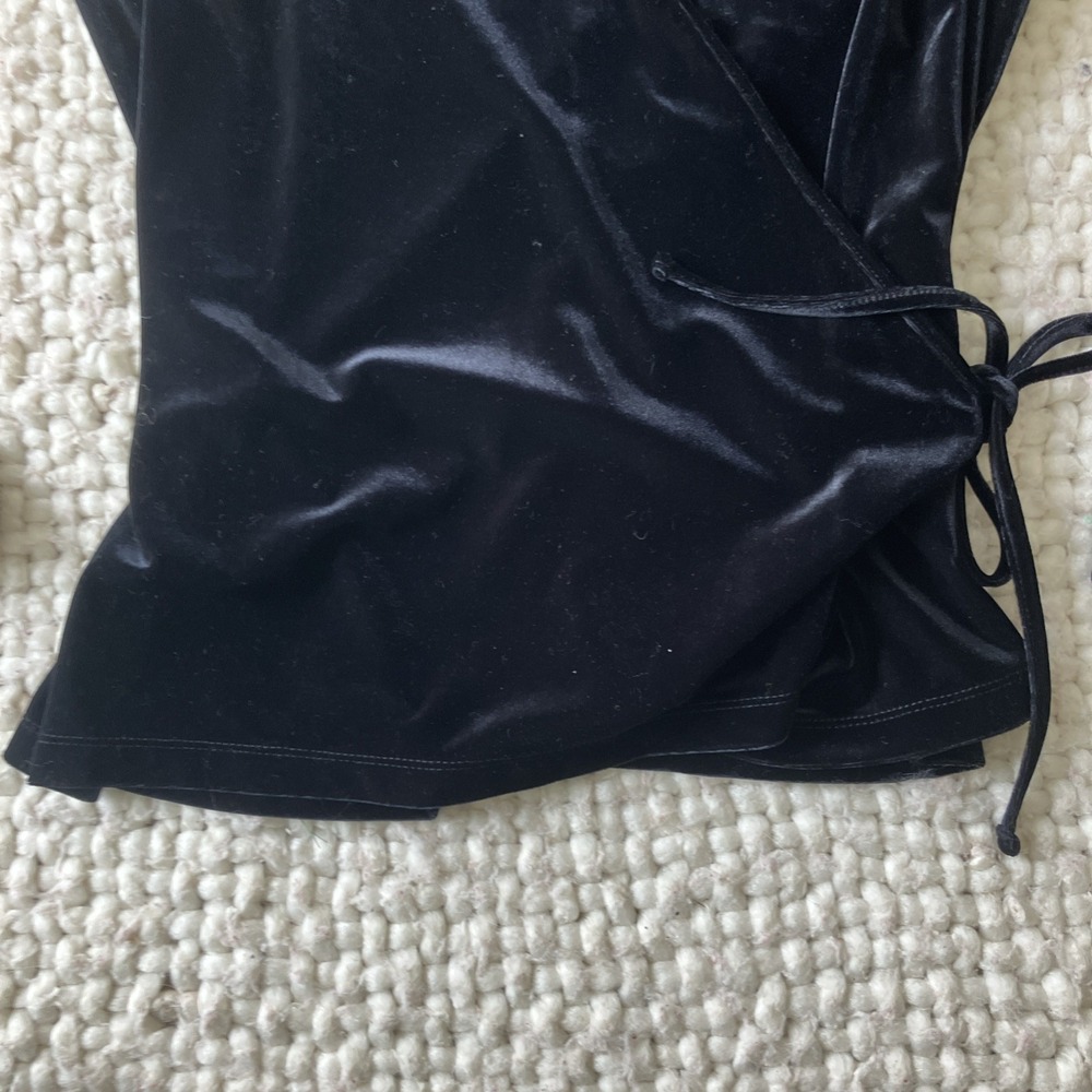 VTG Ann Taylor Black Velvet Wrap Cardigan Medium Whimsigoth 90's - Picture 4 of 10